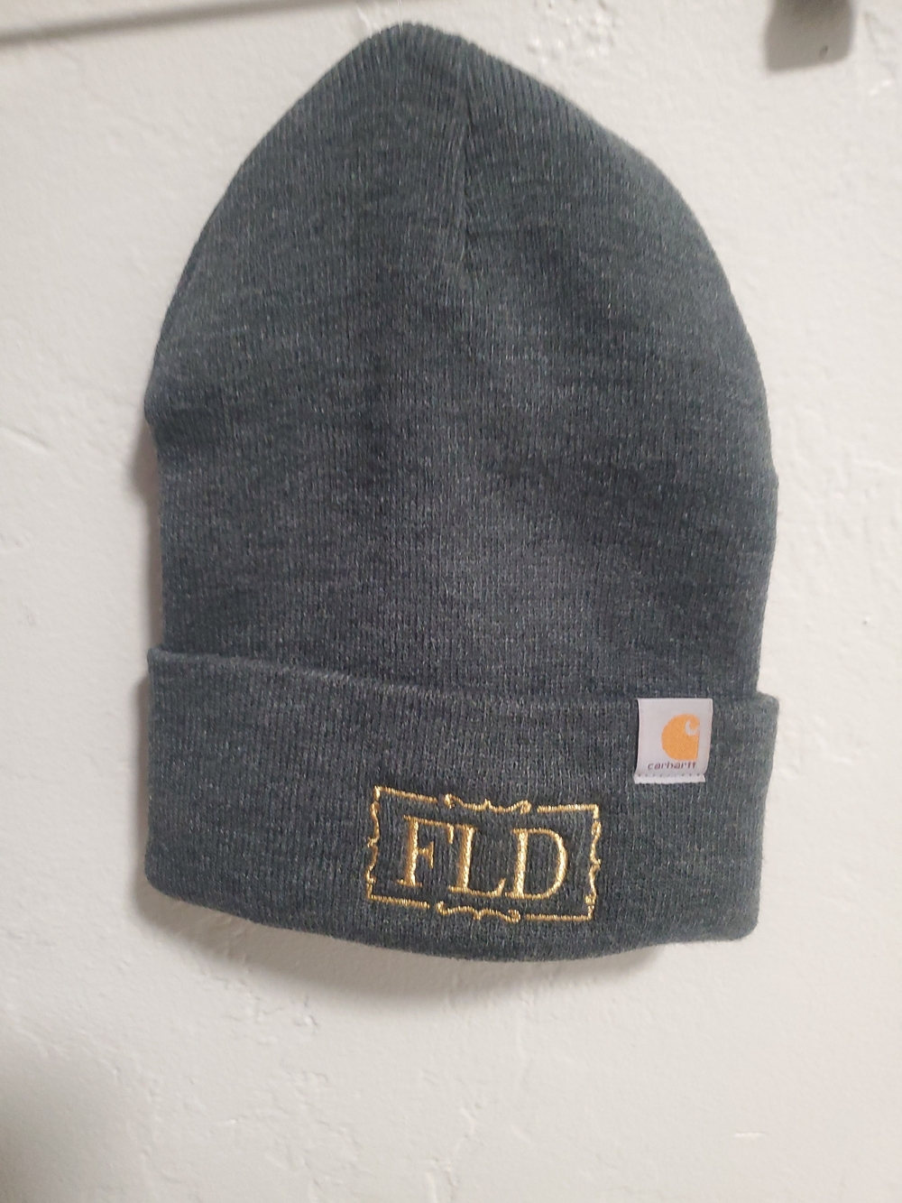 Carhartt Gray Cuffed Beanie with Gold FLD Stitching